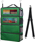 Suitcase Organizer, Carry on Closet Luggage Organizers Accessories for Travel, Foldable and Hangable Portable Hanging Travel Shelves with a Shoulder Strap to Use As a Travel Backpack Large, Green