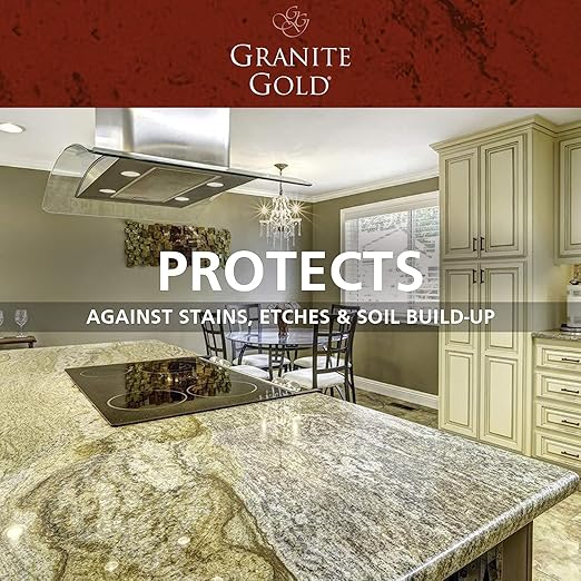 Granite Gold Granite Sealer Combo Pack, Water-Based Sealer Spray and Refill for Granite, Marble, Travertine, Natural Stone Countertops, 24 oz + 64 oz