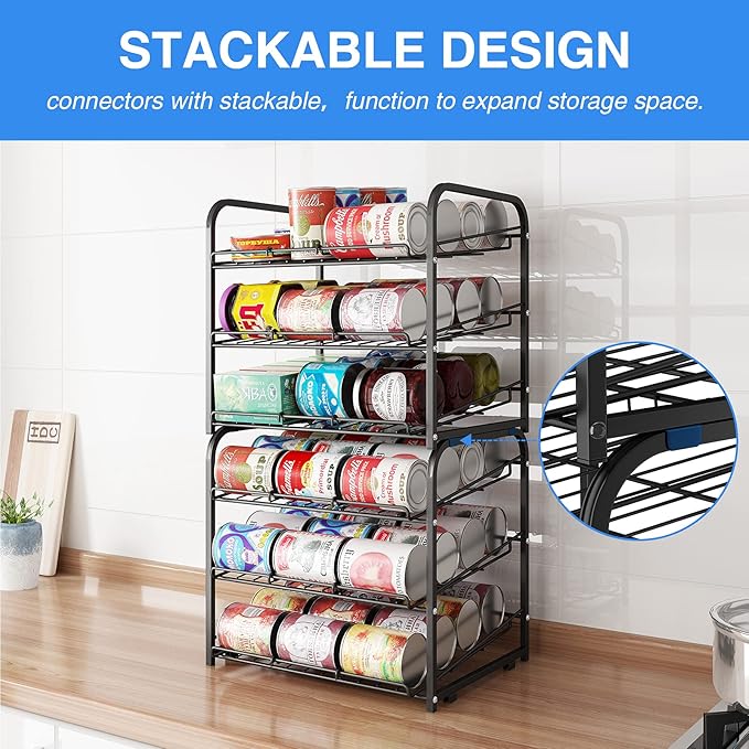 AIYAKA 3 Tier Stackable Can Rack Organizer–12.2" D x 16.6" W x 14.5" H,for food storage,kitchen cabinets or countertops,Storage for 36 cans,Bronze