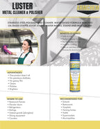 Luster Metal Cleaning Spray: Water-Based Cleaner for Metal Surfaces | Removes Oil, Food Stains, Watermarks | Polishes and Restores Shine to Stainless Steel, Chrome, Copper, Aluminum | No Greasy Film.