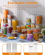 KEMETHY 36 PCS Airtight Food Storage Containers with Lids, Kitchen Pantry Organization and Storage, BPA-Free Plastic Scale Food Canisters for Cereal, Flour, Sugar, Dry Food, Include Labels & Marker