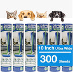 Leo 10-Inch Wide Lint Roller Refills, 6 Rolls with 50 Sheets Each (300 Sheets Total), Extra Sticky for Pet Hair, Carpet & Floor Cleaning