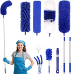 PHABLUS 10 PCS Dusters for Cleaning, Microfiber Duster with Extension Pole Up to 100'', Bendable Washable Cleaner Dusters for Ceiling Fans, High Ceiling, Furniture, Blinds