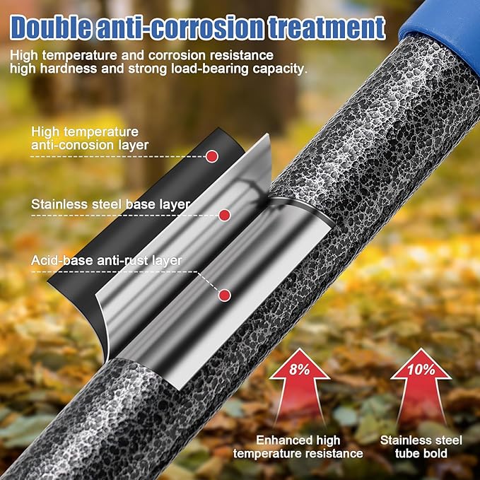 Adjustable Metal Leaf Rake Long Handle, 48 inch Garden Rakes for Lawns Heavy Duty Leaves with Expandable Head 8-17", Yard Women Kids Rake for Gardening RV Camping