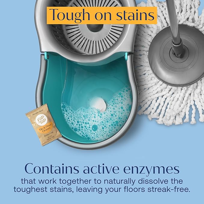 Fab Tab Hard Floor Cleaner Tablets - Pre-Measured Dissolvable Tablets for Hardwood, Tile and Vinyl Floors. Enzyme-Based Formula, Boutique Hotel Scent, Streak-Free Results