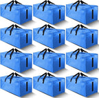 HOMESURE 12 Pack Large Strong Moving Bags with Zippers & Carrying Handles - Water-Resistant - Heavy Duty Storage Tote for Space Saving, Fold Flat, Alternative to Moving Box (Sky Blue)