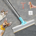 2 in 1 Carpet Rake for Pet Hair Removal, Reusable Pet Hair Remover, 54” Adjustable Long Handle Cat Dog Carpet Rake Scraper, Dog Hair Rake Brush for Rugs, Mats, Couch, Furniture