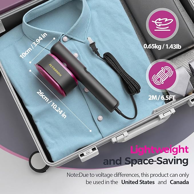 Travel Steamer for Clothes, 1200W Portable Steamer ＆ Iron 2 In 1, 13s Heat Up, LED Touch Display with 5 Modes, Large Ceramic Heat Panel, 110ml Tank, Garment Steamer for Home and Travel