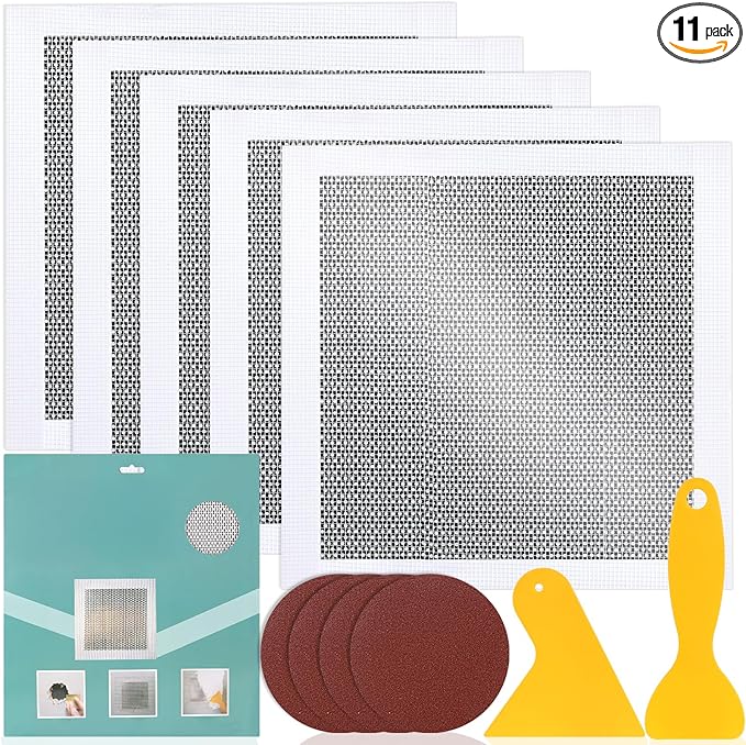 5Pcs Drywall Repair Kit Large Hole, 12 x 12in Self-Adhesive Drywall Patch Kit with Sandpapers & Scrapers, Wall Repair Patches for Big Holes & Cracks, Quick Fix for Ceiling Bathroom Wall Damage