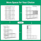 Wire Cube Storage Organizer, 6 Cubes Converted into 7 Cubes, Sturdy Metal Grids Storage Shelf Closet Shelving Units and Storage, Shelves for Bedroom LIvingroom Office