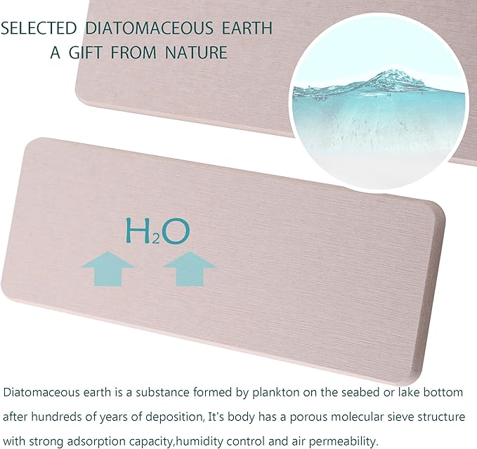 2 Pcs Water Absorbing Stone Trays, Kitchen/Bathroom Sink Soap Dish, Diatomite Tray Used for Hand Soap & Cosmetic Bottles in The Modern Home, 3.15" W x 8.7" L, Light Gray