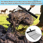 Pitch Manure Fork Head, Metal Pitch Fork for Garden, Durable Digging Fork Rake Head Replacement with Angled Tines, Stable Pitchforks Scoop for Mulch Horse Stall Picking up Hay Animal