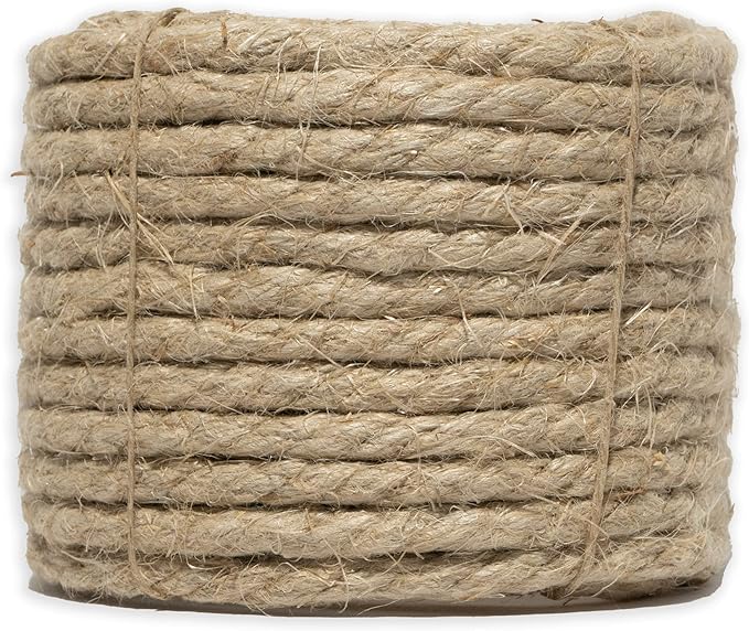 100% Organic Hemp Twine Rope (50ft x 1/4 in.), 6mm Thick Cord, Natural String, Heavy Duty Outdoor Twine, Jute Rope, Plant String, Twine for Crafts and Gardening
