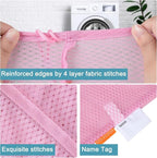 Polecasa Heavy Duty Diamond Large Mesh Laundry Bag with ID Tag and Locking Drawstring Closure - 24 x 36 inches - Laundry Hamper Liner, Washable Laundry Bags for Travel, Sports, Dorms (Pink)