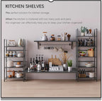 4NM No-Assembly Folding Bookshelf Storage Shelves 4 Tiers Vintage Bookcase Standing Racks Study Organizer Home Office (All Black)