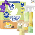 Fab Tab Tablet Cleaner, Multi-Purpose & Bathrom Cleaner for Eco-Concious Cleaning, Non Harmful & Chemical-Free Formula, Convenient Refills with 2 Glass Bottles, Luxury Hotel Scent (6 Refill Tablets)
