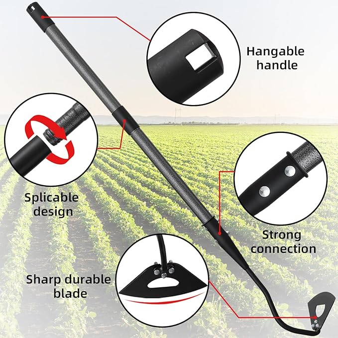 Hollow Garden Hoe - Heavy Duty Triangle Weed Hoes for Gardening,68" Adjustable Long Handle, Sharp Blade Hand Weeding Tool for Vegetable Gardens, Flower Beds, Lawn Edges & Tight Spaces