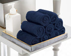 Utopia Towels 24 Pack Cotton Washcloths Set - 100% Ring Spun Cotton, Premium Quality Flannel Face Cloths, Highly Absorbent and Soft Feel Fingertip Towels (Navy)