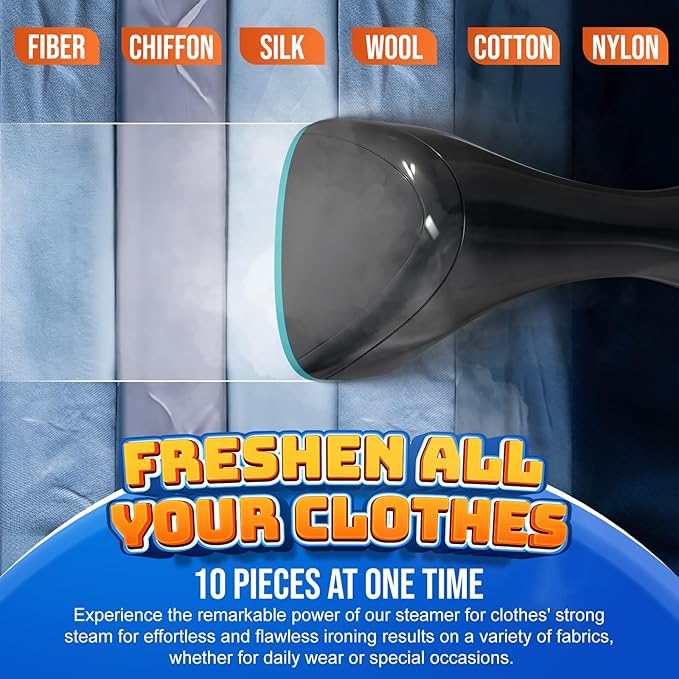 15s Fast Heat-Up and 1800W Powerful Steamer for Clothes with 3 Modes and 300ml Water Tank, Portable Clothes Steamer Iron with Heat-Resistant Glove and Fabric Brush for Home, Dorm, Travel