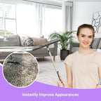 Room Groom PET Carpet Rake Groomer with Telescoping 54 " Adjustable Handle, with Lint Remover Brush Tool, Carpet Brush for Pet Hair and Refreshing Carpets, (Black/Purple)