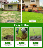 Lawn Leveling Rake 30x10 Inch , Heavy-Duty Yard Leveling Rake 6.2FT Leveler Tool for Soil, Sand & Topsoil, Backyard, Garden, Golf Course
