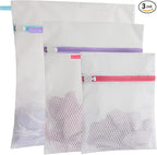 Polecasa 3Pcs Premium 125g Diamond Mesh Laundry Bags, 3 Pack Durable Laundry Wash Bags with Sturdy Zipper for Delicates (1 Large, 1 Medium, 1 Small)