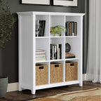 SIMPLIHOME Acadian Bookcase - 44 inch Tall 9-Cube Solid Wood Cube Organizer in White, Transitional Bookcase Storage for Living Room, Study Room or Office with Fixed Shelves and Tapered Legs