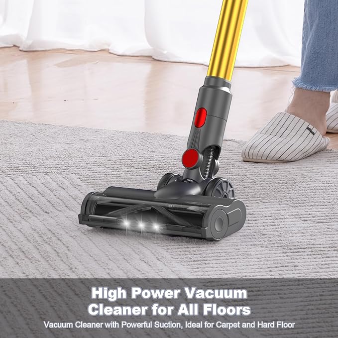 Cordless Vacuum Cleaner, Vacuum Cleaners for Home, 50KPA 500W Stick Handheld Pet Hair Hardwood Floor Vac, High Power Hand Held Rechargeable Battery Portable Household Lightweight Vac, C11 Gold