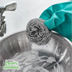 Stainless Steel Sponges Scourer, Steel Wool Scrubber, Scrubbing Scouring Pad for Pots, Pans and Ovens Great for Kitchen, Bathroom, Outdoors by EcoQuality (60)