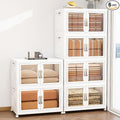 Large Stackable Storage Bins with 2 Lids, 990QT-165QT*6Tier Foldable Cabinet for Closet Organizers, Plastic Storage Containers Box with Wheels