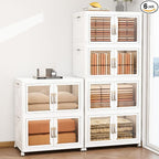 Large Stackable Storage Bins with 2 Lids, 990QT-165QT*6Tier Foldable Cabinet for Closet Organizers, Plastic Storage Containers Box with Wheels