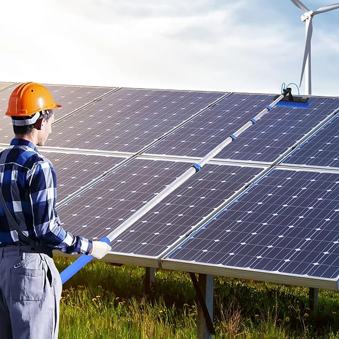 VEVOR Water Fed Pole Kit, 24FT Solar Panel Cleaning Pole with Extendable Handle, 180° Rotatable Brush Head & 65.6FT Hose, Household & Outdoor Window Cleaner Tool for Caravan Solar Panel Deck