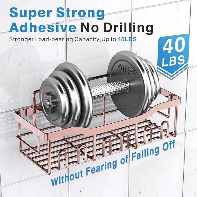 5-Pack Rustproof Stainless Steel Shower Caddy – No Drill Adhesive Bathroom Organizer with Large Capacity, Spacious Shower Shelves for Inside Shower, Kitchen & Home Decor Storage-XL Size