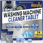 REVIV Washing Machine Cleaner Tablets – 24 Count, 12-Month Supply – Deep Cleaning & Odor-Removing Tablets for Front Load, Top Load & HE Washers – Biodegradable, Septic-Safe, Non-Toxic Descaler