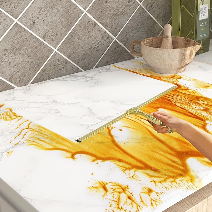 All-Purpose Silicone Shower Squeegee for Shower Glass Door,with 1 Hooks,for Bathroom Glass, Car, Tile Wall, Mirror Cleaning - Flower Shaped Handle for Easy-Grip 10 Inch Golden