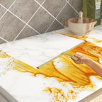 All-Purpose Silicone Shower Squeegee for Shower Glass Door,with 1 Hooks,for Bathroom Glass, Car, Tile Wall, Mirror Cleaning - Flower Shaped Handle for Easy-Grip 14 Inch Golden