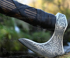 Genuine Viking Bearded Axe - 1095 Carbon Steel, 55-58 RC Hardness - Includes Leather Cover, 21.6 Inches