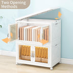 Large Stackable Storage Bins with Lids, 440QT-110QT*4Tier Foldable Cabinet for Closet Organizers, Plastic Storage Containers Box with Wheels