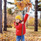 Adjustable Metal Leaf Rake Long Handle, 48 inch Garden Rakes for Lawns Heavy Duty Leaves with Expandable Head 8-17", Yard Women Kids Rake for Gardening RV Camping