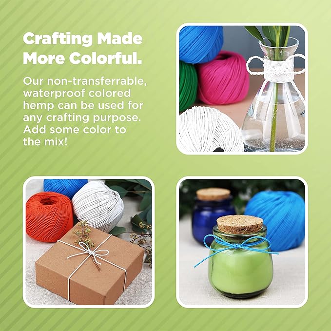 Hemp Twine for Gardening - Twine for Crafts - Organic Natural Hemp String for Jewelry Making - Strong Durable Cord for Decoration, Macrame + Cooking - 1MM 100G/430 Ft. - 20 lb. Test Strength - Natural
