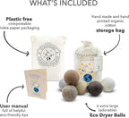 Friendsheep Wool Dryer Balls, Organic Reusable Fabric Softener Alternative for Laundry, Handmade, Fair Trade, Hypoallergenic, Eco-Friendly, Plastic-Free (6 Pack XL - Natural Mystic)