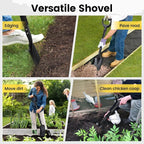 Garden Flat Shovel, 31 inch Small Transfer Shovels Heavy Duty Portable Mini Spade with Curved D-Handle for Gardening, Digging, Camping, Car, Kids Sand Beach Shovels