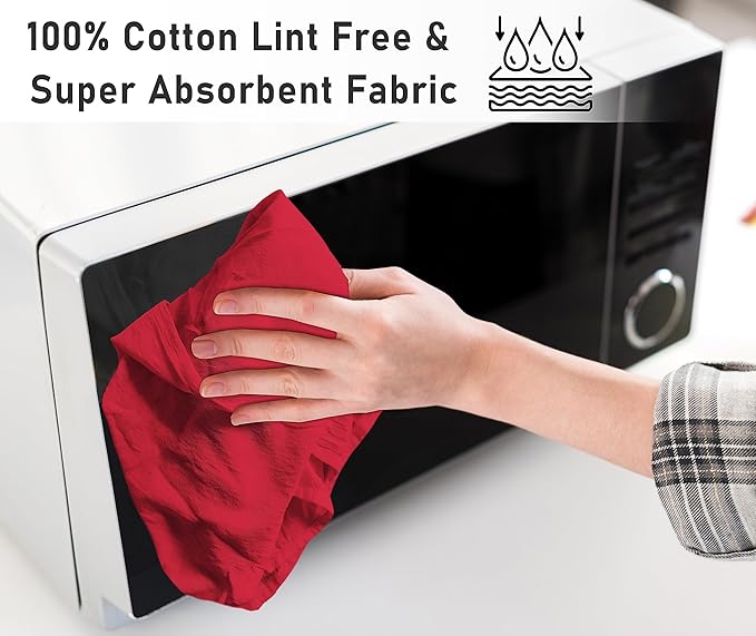 RUVANTI Flour Sack Towels 12 Pack 28 x 28 Inches, Ring Spun 100% Cotton Dish Towel, Machine Washable, Absorbent - Flour Sack Kitchen Towels for Drying and Cleaning - Red