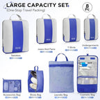 8 Set Compression Packing Cubes for Travel Essentials,Compressible Expandable Packing Cubes for Suitcase,OlarHike Luggage Organizer Bags for Travel,Handy Helper for Organizing Clothes(Klein Blue)