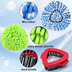 Mop Heads for O Cedar RinseClean 2 Tank Spin Mop System, 3 Microfiber Mop Head Refills and 3 Chenille Mop Pads,1 Scrub Brush, and 1 Mop Base with Mop Handle Set Combo