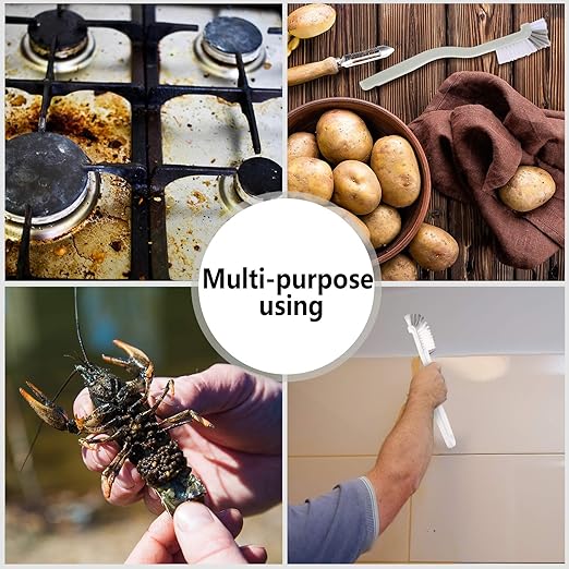 Patelai 4 Pieces Cleaning Brush Sets Small Scrub Brush Household Use for Cleaning Bottle Sink Kitchen Sink Corner Dish Edge Grout Bathroom Sliding Door Window Track(White, Blue)