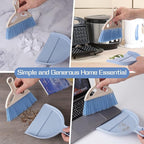 cobee Small Broom and Dustpan Cleaning Set, Mini Whisk Dustpan and Brush with Handle Portable Table Top Dust Pan Dining Table Crumb Sweeper Cleaning Tools with Soft Bristles for Housekeeping(Blue)