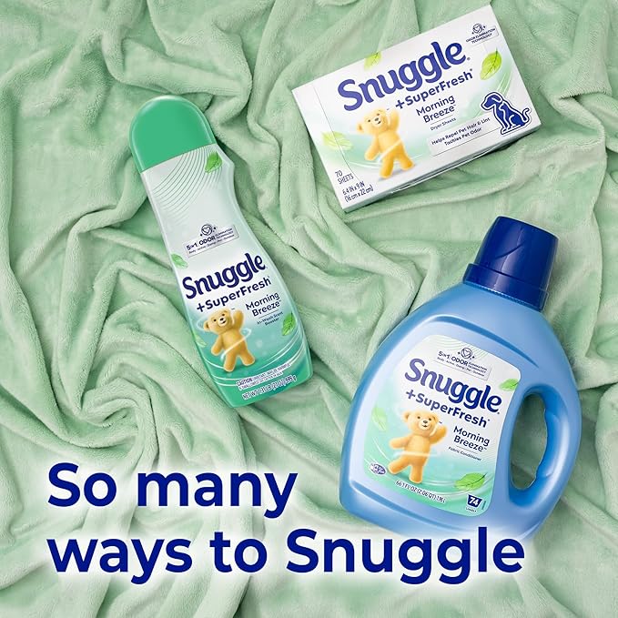 Snuggle SuperFresh Fabric Softener Dryer Sheets, 200 Count, Morning Breeze, Long-Lasting Fresh & Clean Scent, Tackles Pet Odor, Helps Repel Pet Hair, Reduces Static & Fights Wrinkles, HE Safe