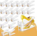 FENRUNXU Shoe Slots Organizer for Closet, Shoe Stacker Organizer Double Layer Stack Shoe Rack, Shoe Display Shelf 50% Space Saver Storage Holder for Closet, 20PACK