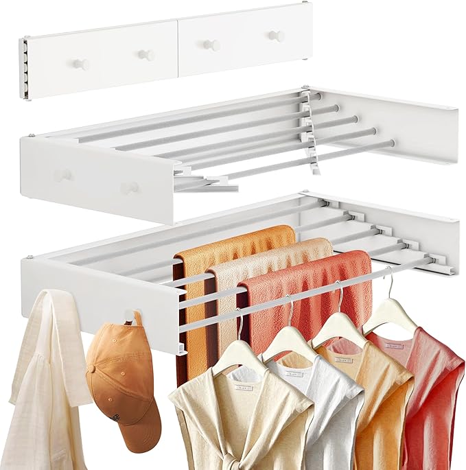 Wall Mounted Drying Rack,28 Inch,Clothes Drying Rack Wall Mounted,Foldable,Retractable,Collapsible Drying Raks for Laundry